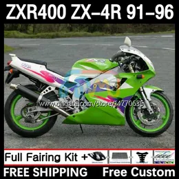 ABS BODYS KIT FÖR KAWASAKI NINJA ZX4R ZXR 400 CC 400CC 1991 1992 1993 1994 1995 1996 COWLING 12DH.42 ZXR-400 karosseri ZX 4R ZXR400 91 92 93 94 95 96 Fairing Green White