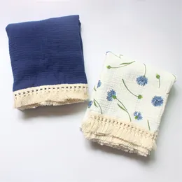 Baby Muslin Swaddle Tassel Floral Blanket Cotton Summer Bath Towels Toddler Wraps Nursery Bedding Infant Swadding Robes Quilt 5565 Q2