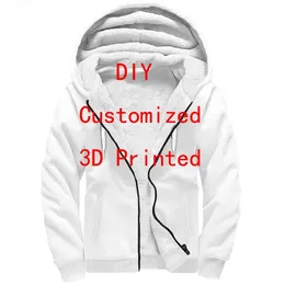 Drop VIP Link Tops DIY 3D stampato Sherpa Fleece Winter Unisex Warm Double Plus Felpe con zip in velluto 220722