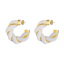Fashion Leather Braided Earrings Stud Metal Retro Circle French Hoop Trend Women Street All-match Jewelry Accessories