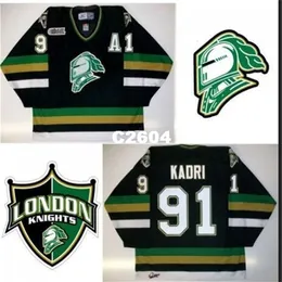 Chen37 homens reais bordados completos #91 nazem kadri Ohl London Knights Premier 7185 Jersey de hóquei ou personalidade qualquer nome ou número de hóquei