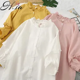 HSA Blouses for Women Fashion White Рубашки розовые воротниц Peter Pan милый розовый чистый хлопок летний топ шикарный хараджуку блуз 210716