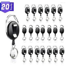 Portachiavi 20 Confezione grande Porta badge retrattile nero Porta carte d'identità Portachiavi con moschettone Clip portachiavi Gioielli di moda Unisex Emel22