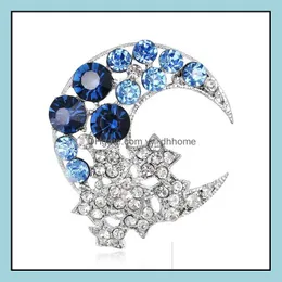 Pins Brooches Jewelry Crysal Moon Brooch Pins Personality Lovely Booch Pin For Party Fashion Sier Wholesale 0753Wh Drop Delivery 2021 W9Biu