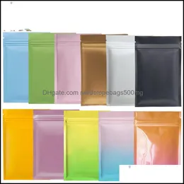 Förpackningspåsar Office School Business Industrial 100st Colors MTI Färg Återställbar Zip Mylar Bag Food Storage Aluminium Folie Plastförpackning