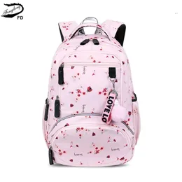 Fengdong kids school backpack child bag waterproof nylon printing backpack for children school bags for teenage girls schoolbag LJ201225