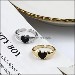 Band Rings Jewelry Fashion Heart-Shaped Gutta Percha Ring French Love Cold Wind Niche Dign Girl Drop Delivery 2021 Iw9Hb