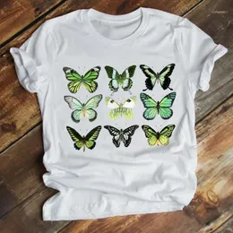 Kobiety Odzież Cartoon Butterfly 90. Krótki Rękaw Summer Moda Ubrania Drukuj Tshirt Kobiet Tee Top Graphic T-shirt Kobiet