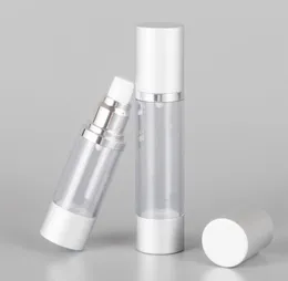 30 ml nachfüllbare Airless-Lotion-Pumpflasche mit silberner Aluminium-Überkappe, kosmetische Creme-Pumpbehälter LX1095