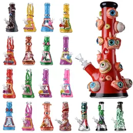 Ship By Sea Colorful Hookahs Halloween Styles Straight Perc Eyes Teeth Octopus Glass Bongs 7mm Thick Water Pipes 18mm Female Joint WIth Bowl Oil Dab Rigs