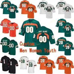 Maglie Nik1 NCAA College Miami Hurricanes 5 N'Kosi Perry 52 Ray Lewis 55 Shaquille Quarterman 6 Mark Pope Calcio personalizzato cucito