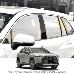 6PCS Car Window Center Pillar Sticker Trim Anti-Scratch Film For Toyota Corolla Cross XG10 2021-2024 Auto External Accessories