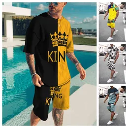 2022 Nieuwe Trainingspak Voor Man Zomer Streetwear Mannen Set Kleding 3D Bedrukte T-shirt Shorts Sportkleding Heren T-shirts 2 stuk Pak Y220420