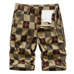 Männer Shorts Sommer Mode Schachbrett Fracht Herren Kleidung Plaid Print Baumwolle Männer Streetwear Taktische Kurze Hosen Mann ShortsMen's