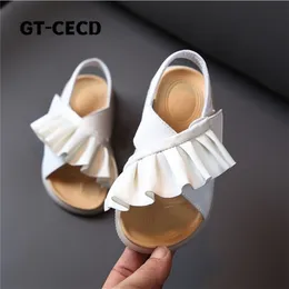 GT-Cecd Sandalet Kızlar için Yaz Toddler Çocuk Ayakkabı Deri Sevimli Ruffles Yumuşak Taban Moda Bebek Çocuk Sandalet AB 21-30 220425