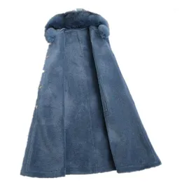 Frauen Pelz Faux Wolle Überlegene Qualität Echte Frauen Mantel 2022 Winter Weibliche Druck Landschaft Jacke Natürlichen Kragen Mit Kapuze