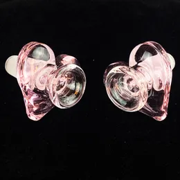 14mm männlich rosa herzförmige Shisha-Pfeife aus Glas, Tabakkopf-Verbindung, mundgeblasenes Stück, Rauchzubehör für Bong, Wasserpfeife, Bohrinsel