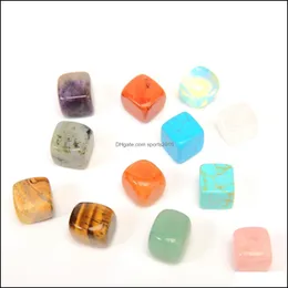 芸術と工芸品の芸術ギフトホームガーデン15mm Irregar Chakra Crystal Stone Beads Statue Natural Stones Squubic Carved Dhifr