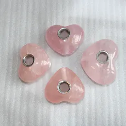 Accessori per fumatori Mini piccolo unico tubo di cristallo rosa naturale a forma di cuore Tubi di fumo Mano che brucia per olio Dab Rigs Tubo di tabacco erba secca YD2002