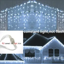 방수 야외 끊임없는 크리스마스 라이트 Droup 0.4-0.6m 8M-48M LED 커튼 icicle 문자열 조명 쇼핑몰 처마 장식 조명 220408