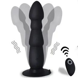 Plug anali vibratore per homens massaggiatore de prstata rotao contas vagina estimulador masturbadores controle remoto bunda nus brinquedos Articoli di bellezza