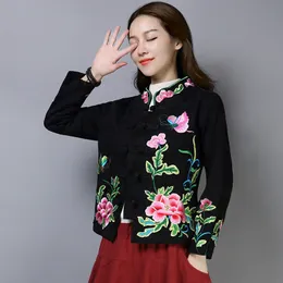 National Style Embroidered Womens Red Jacket Women With