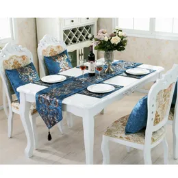 Niebieski europejski styl stołowy Camino de Mesa Weding Decoration S Home Akcesoria 220615