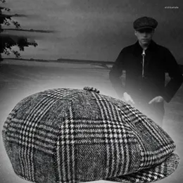 Berets Casquette Wool Sboy Caps Men Gray Lattice Flat Women Coffee British Painters Hat Autumn Winter And Hats BLM111Berets Elob22