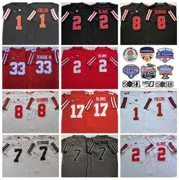 NCAA Football Ohio State Buckeyes College 8 Trey Sermon Jerseys University 2 Chris Olave 7 CJ Stroud 1 Justin Fields 33 Master Teague III Rot Schwarz Weiß Grau Herren Sale