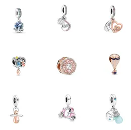 Nuovo s925 Sterling Silver Charms con perline sciolte Ciondolo con perline Donna Original Fit Pandora Bracciali Amore Moto Fiore Tartaruga Gioielli di design Regalo da donna fai-da-te