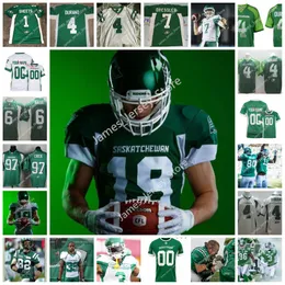 4 Darian Durant Maglia personalizzata CFL Saskatchewan Roughriders 44 Roger Aldag 55 Mario DeMarco 56 Ray Syrnyk 73 Gordon Sturtridge Jake Dolegala 7 Cody Fajardo 8 Mason Fine