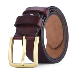 Belts Plus Size 130 140 150 160 170cm Belt For Men Alloy Gold Pin Buckle Real Big Large Long Genuine Leather Strap Waist JeansBelts