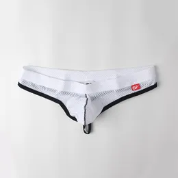 Underbyxor män andningsbara nät tränger transparenta bekväma trosor bulge påse g-sträng t-back thongs sport paniter underkläder