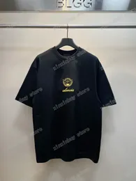 22SS män kvinnor designers t skjortor tee paris guld bokstav broderi bomull kort ärm besättning nacke streetwear xinxinbuy svart vit xs-l