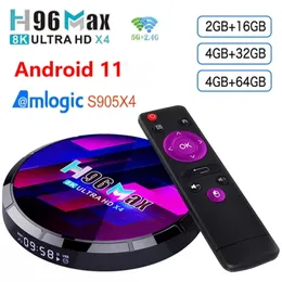 H96 max X4 Amlogic S905X4 TV Box Android 11 4GB 64GB 2.4G5G Wifi BT5.0 Stöd Röststyrning USB3.0 Set Top-Box