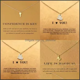 Pendant Necklaces Pendants Jewelry New Dogeared With Card Gold Elephant Heart Key Clover Horseshoe Triangle Charm Necklace Women Fashion G