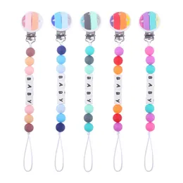 Spädbarnsprodukter Cartoon Silicone Rainbow Clip Can DIY Baby Name Pacifier Chain för att förhindra kedja som faller av