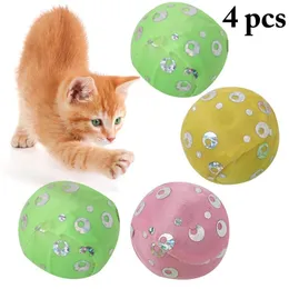 Cat Toys 4PCS Ball Toy Funny Kitten Chew Plastic Interactive Sequin Chasing Pet Training Accessories