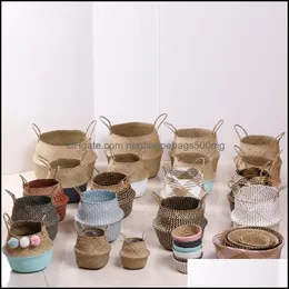 Planters Pots Garden Supplies Patio Lawn Home Non Bamboo Sea Woven Basket Mit Colors Desk Planter Foldable Handmade Flowerpot 9Jc E1 Drop