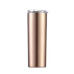 20oz Sublimation Skinny Insulation Tumblers Double Wall Multi-Colors Stainless Steel Car Coating Cups with Straw Holiday Gifts