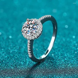 Cluster Rings Silver 925 Original Brilliant Cut Diamond Test f￶rbi 0,5-2 D F￤rg Moissanite Round Shape Gemstone Ring Wedding Jewelrycluster