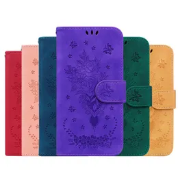 Flower Butterfly Leather Wallet Cases For One Plus Nord 2T CE 2 Lite 5G Huawei Honor X7 X8 Moto G42 Hand Skin Feel Business ID Card Slot Holder Magnetic Retro Flip Cover