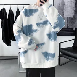 Hybskr Harajuku Cloud Graphic Мужчины негабаритные толстовок Осенние корейские круглые пулверы на шее уличная одежда повседневная мужчина женщин 220816