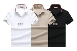 Moda Polo Adam Erkek Polos Poloshirt Üst Tee Kısa Kollu T-Shirt Tasarımcı Gevşek Tees Rahat Siyah Beyaz T Gömlek Luxe Erkekler M-3XL # 07 için Sade T Shirt