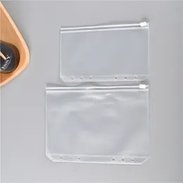 도매 A5 A6 Clear Frosted Zip 파우치 천공 문구 가방 플라스틱 포장 가방 PVC 연필 케이스 파일 폴더 제출 용품 A12