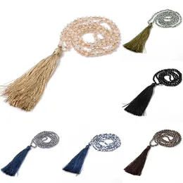 Colares pendentes Moda Boho Long Fringe Tassel Women Women Glass Beads Crystal Declaração Collar Jóias Bohemian GiftSpospe