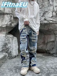 Рубкие джинсы мешковатые мужчины печатать Harajuku брюки стройная трендиол мужская мода хип -хоп брюки Y2K Man Grunge Streetwear Сложная x220714