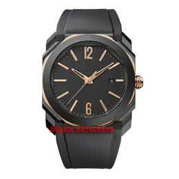 14 estilos relógios 103085 Octo solotempo DLC Gold rosa A2813 Assistência masculina automática Black Dial Dial Strap Gents Sport Wristwatches