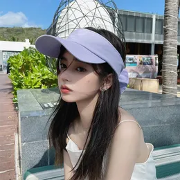 Berets Purple Empty Top Hat For Women Spring And Summer All-match Bowknot Cycling Sunshade Sunscreen Beach Topless Sun HatsBerets Oliv22