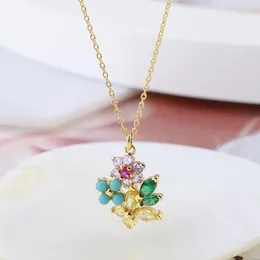 Pendant Necklaces European And American Color Gem Sweet Fresh Butterfly Flowers Japanese Korean Ladies NecklacePendant